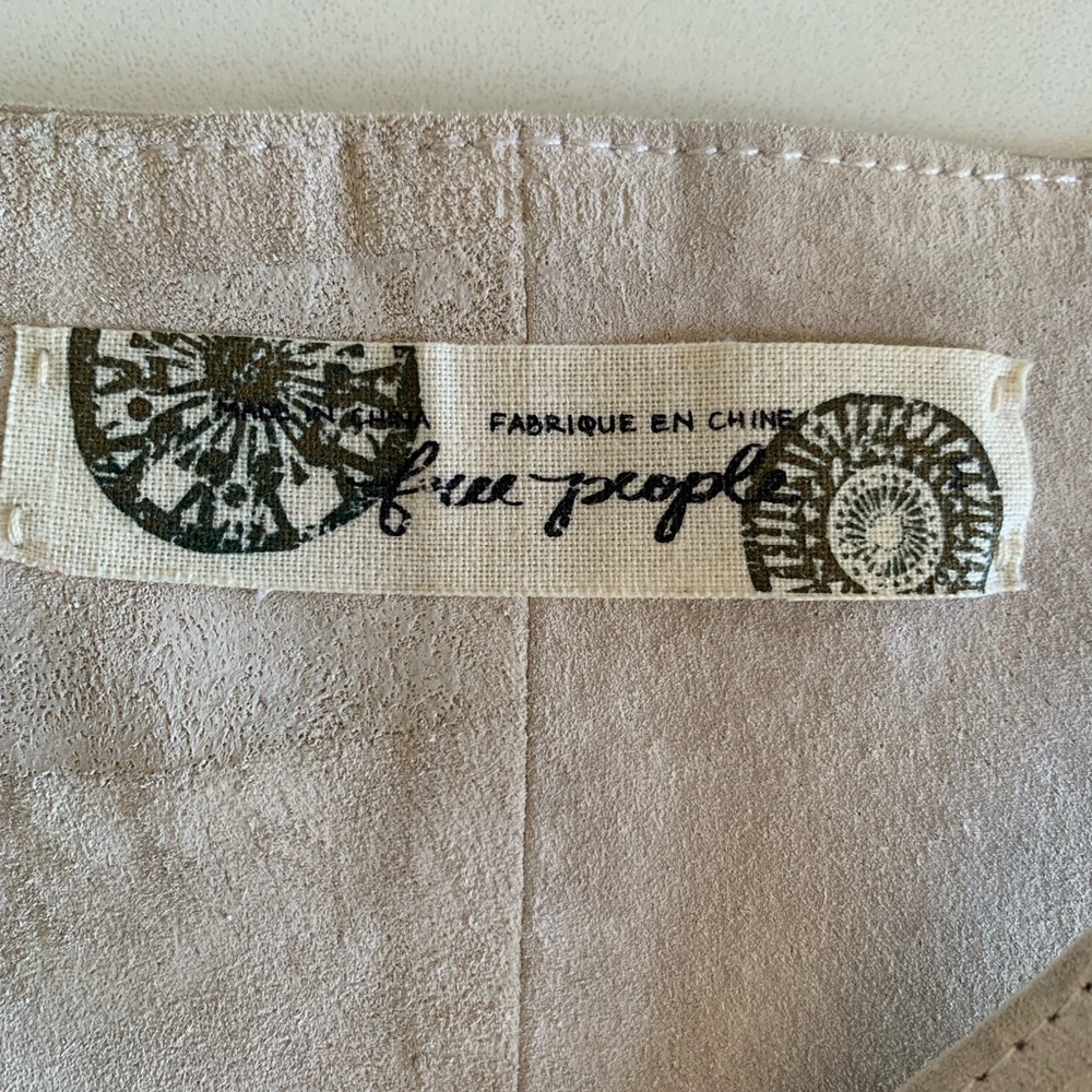 Free People Suede Leather Mini Dress . Size M .Bone Color. - Picture 5 of 6